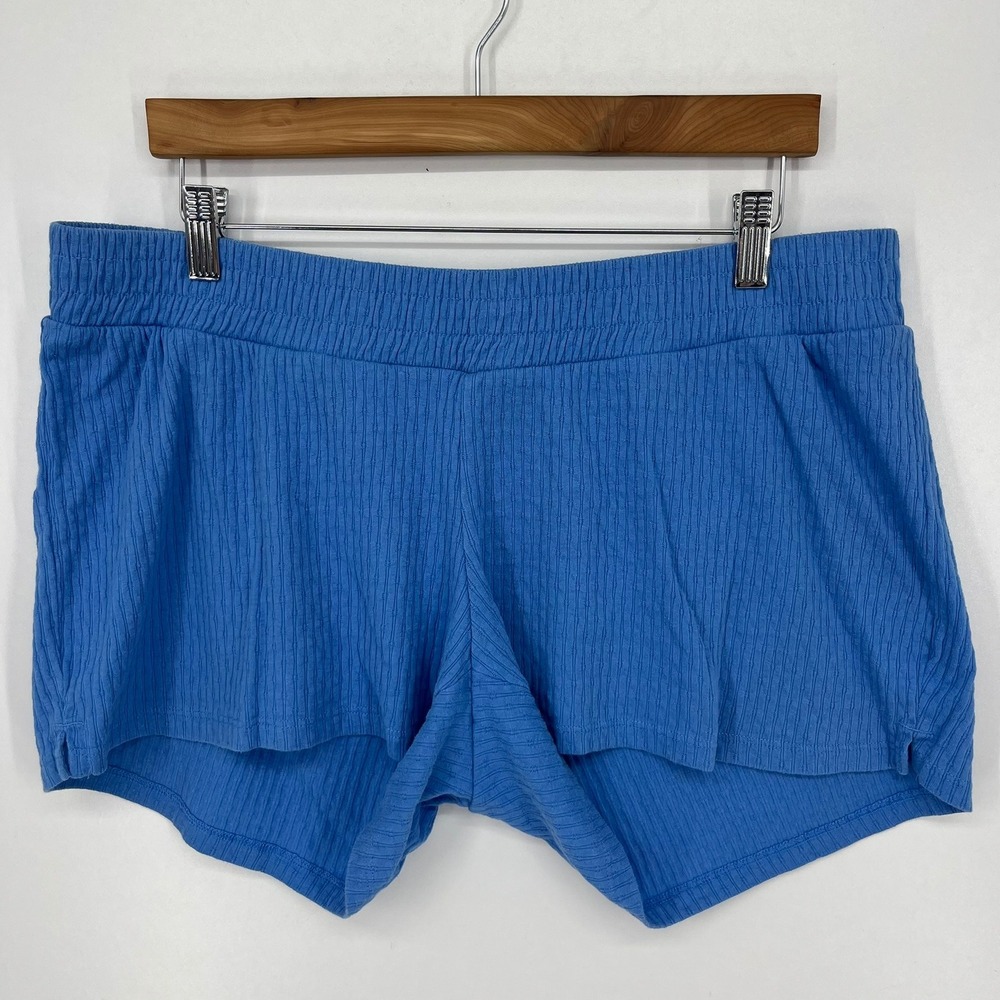 H&M MAMA Women Blue Ribbed Maternity Lounge Shorts Elastic Waist Size M